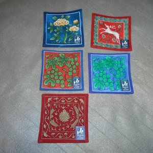 Japanese Gen collection fabric coasters set of 5